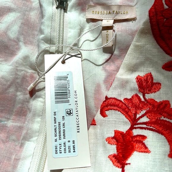 Rebecca Taylor Floral Embroidered High-Lo Flounce Hem Dress Size 0 NWT - Picture 7 of 7